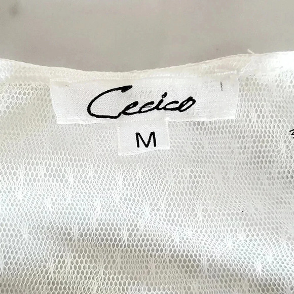 Cecico - Women's White Tufted Sheer Tank Top - Size Medium - Picture 2 of 3